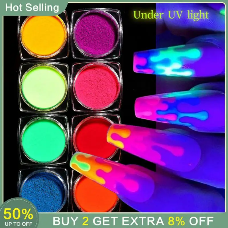 

1PCS Neon Nail Glitter Powder Rubbing Pigment Fluorescent Nail Powder Nail Supplies Nail Art Manicure Colorful Chrome Dust