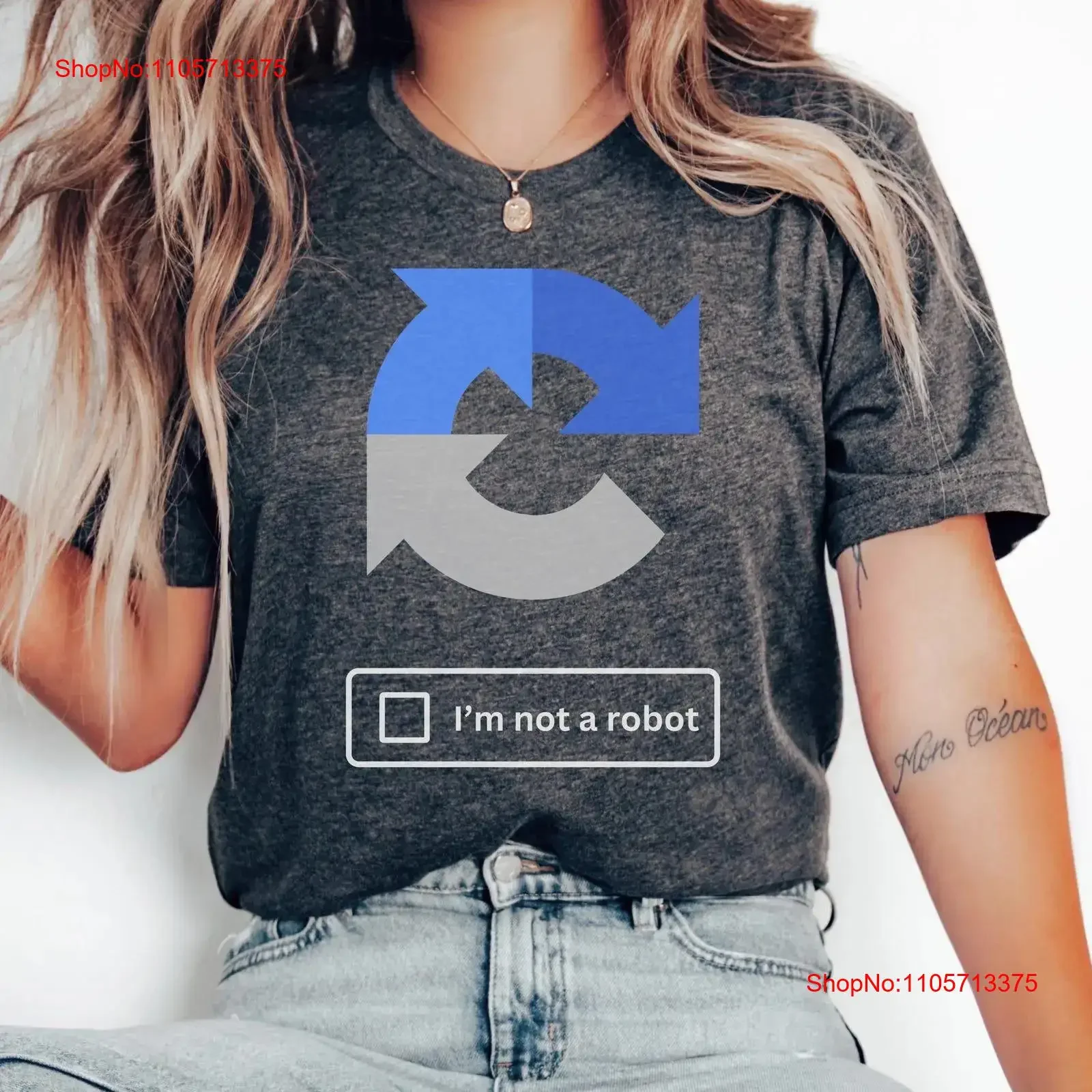 Фото Футболка «Я не робот» для технических специалистов: ReCAPTCHA, забавные шутки, гик-тематика, компьютеры, хакеры, IT-поддержка, Webcore, винтажный стиль, эффект потертости №1