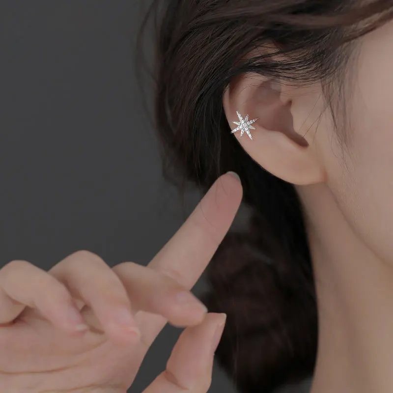 

1pc Shining Hexagram Clips Earring For Women Men Minimalist Cartilage Hoop Earrings Sets Ear Cuff Fake Non Piercing Clip Earring