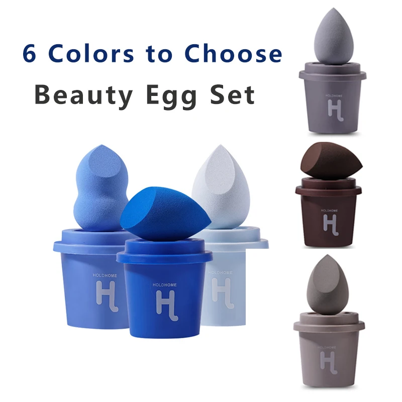 

Blue Beauty Egg Set Gourd Water Drop Puff Makeup Puff Set Colorful Cushion Cosmestic Sponge Egg Tool Wet and Dry Use Makeup
