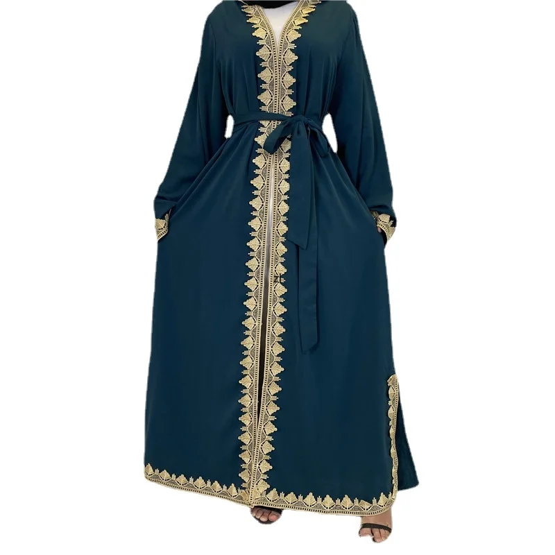 Рамадан открытая абайя кимоно Арабский мусульманский хиджаб платье вышивка