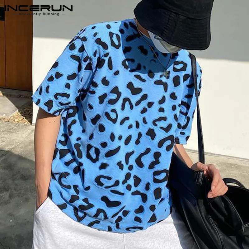 

Модные повседневные стильные топы INCERUN, новые мужские футболки в горошек, уличная одежда, лидер продаж, Мужская свободная футболка с круглым...