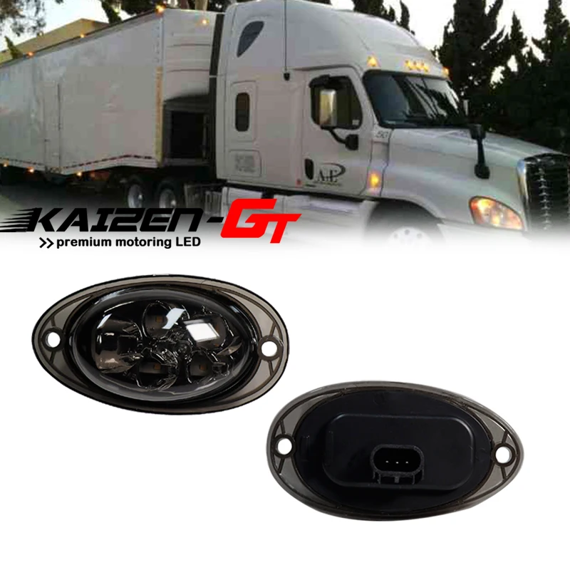 High Brightness Amber LED Front Cab Side Fender Marker Lights Turn Signal Lights For 2008-2017 Freightliner Cascadia Semi-Truck