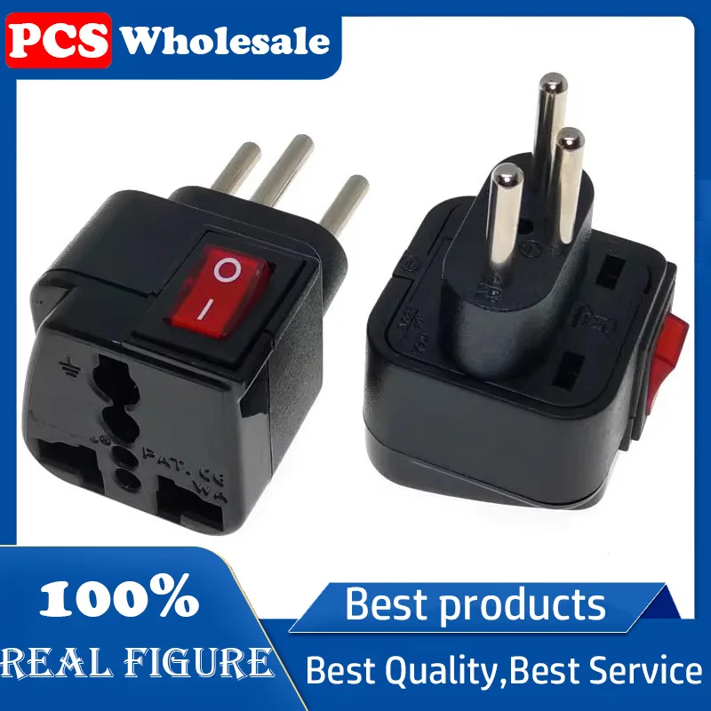 

Swiss standard three circles 4.0 grounding switch plug with universal power light black