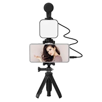 smartphone vlogging kit tripod phone holder microphone video light clip 3 5mm trs to trrs audio cable for live stream