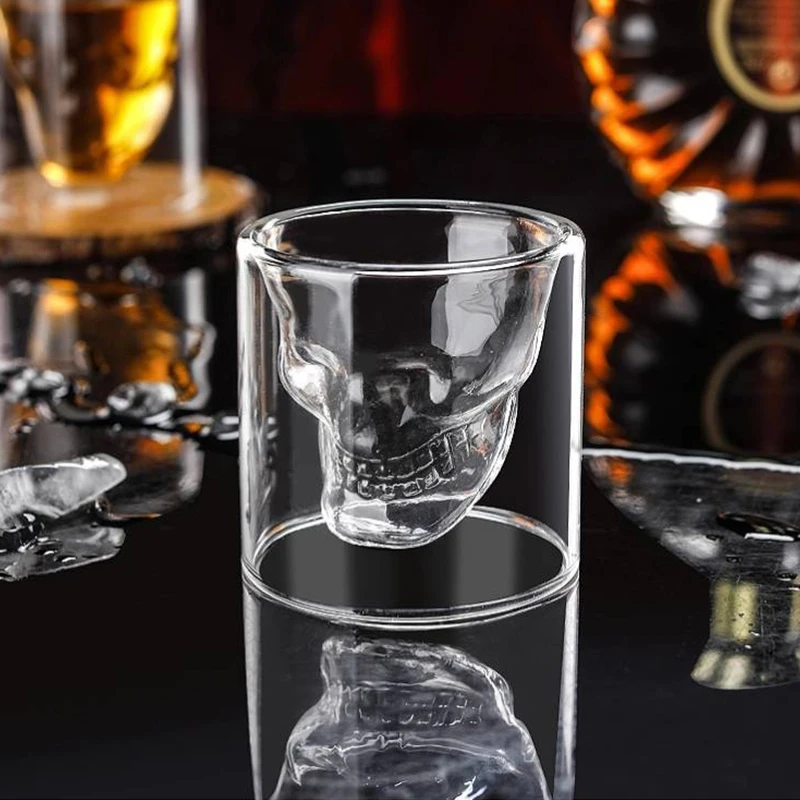 

1Pcs Skull Head Shot Glass Cup Creative Crystal Party Shot Glasses of Wine 25ml Transparent Beer Vodka Whiskey Steins Man Gift