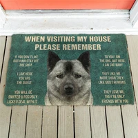 please remember norwegian elkhound dogs house rules doormat decor print carpet soft flannel non slip doormat for bedroom porch