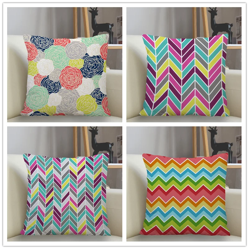 

Home Decor Striped Colorful Pillowcase Bedroom Pillowcase Living Room Sofa Cushion Cover Pillowcase