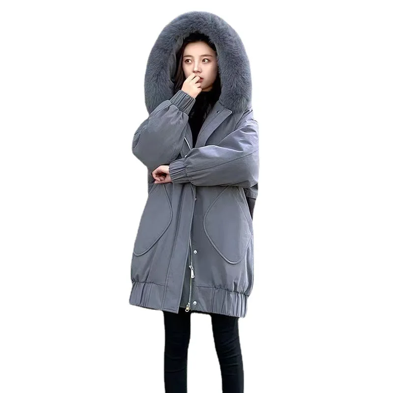 Down Cotton Jacket for Women 2022 New Winter Medium Length Loose and Thin Plus Size Thick Cotton-padded Jacket for Women