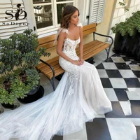 sodigne vintage mermaid lace wedding dresses sleeveless open back spaghetti straps bridal custom made robe de mariee customize