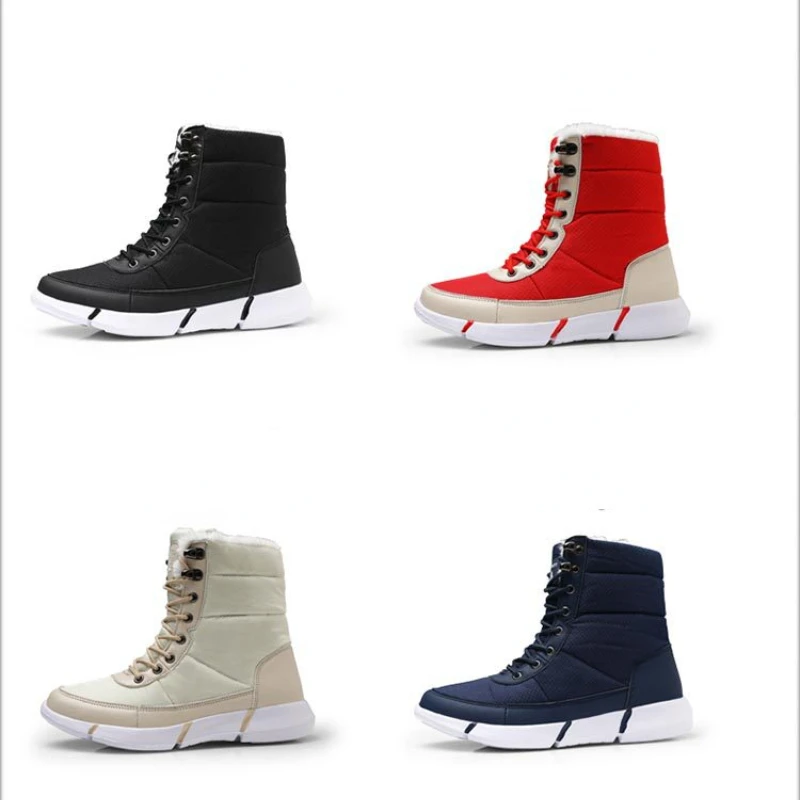 Snow Boots Women Winter High Top Waterproof Non-slip Outdoor Flats Boots Keep Warm Comfortable Large Size Cotton Shoes Couple