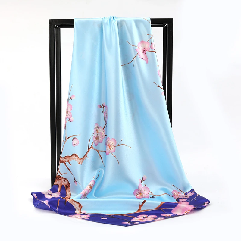

Luxury Brands Silk Scarves Women Foulard 90*90cm Square Head Hijab Scarf Ladies Chiffon Shawl Bandanna Female Wrap Muffler Pareo