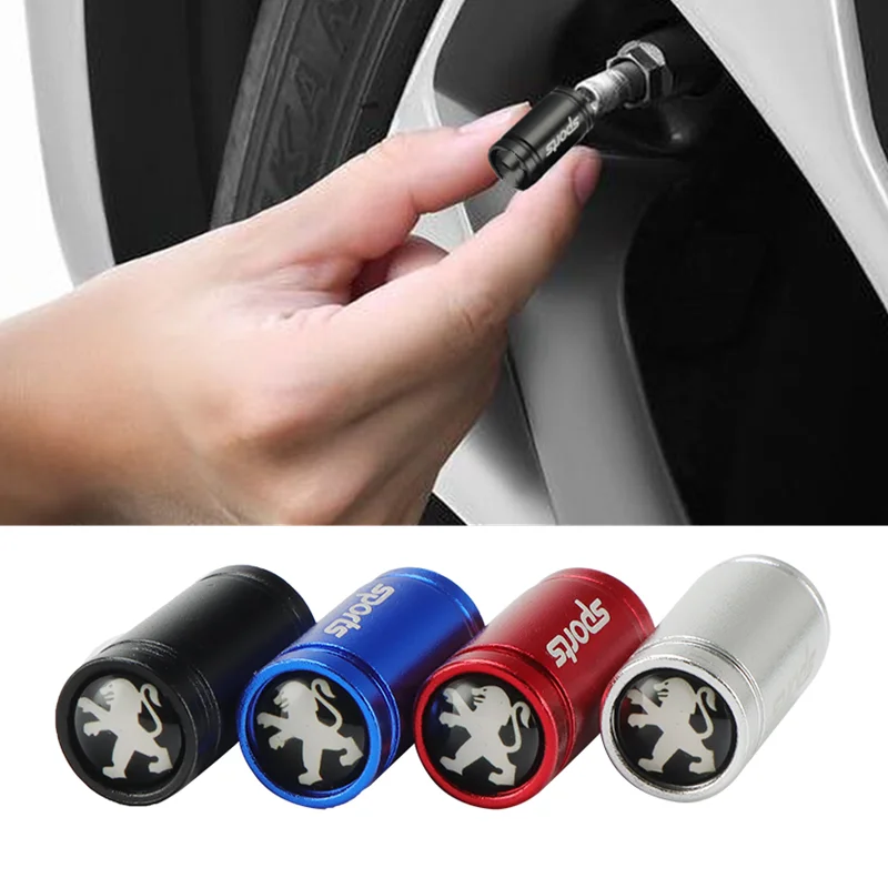 

4PCS Car Sport Wheel Tire Valve Caps Cover For Peugeot 207 307 407 507 508 408 308 506 206 406 1008 5008 3008 Auto Accessories