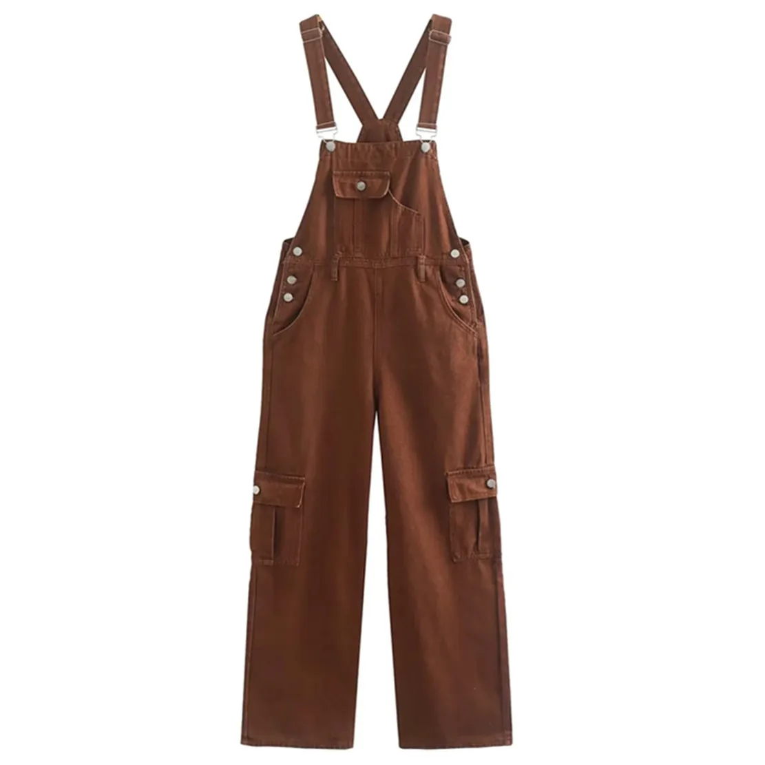 

Maxdutti Loose Washed Jumpsuits Women Cargo Dungarees Vintage Pockets