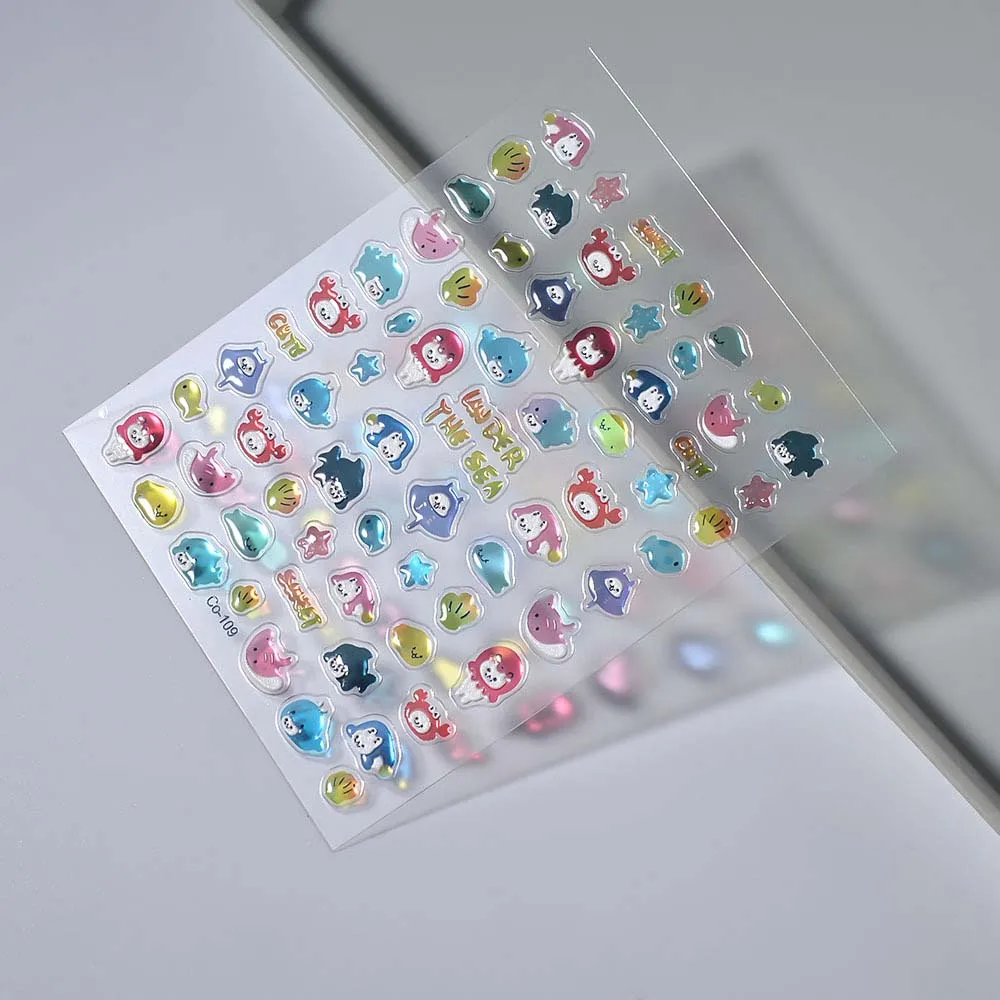 Наклейки для ногтей с изображением раковины звезды и океана Дельфин морская