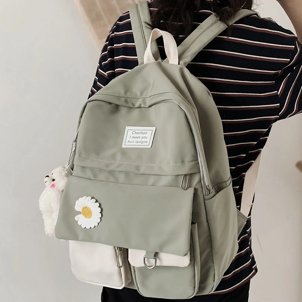 

Girl College Student Backpack Cute Flower Nylon Women School Bag Lady Kawaii Backpack Female Bags Book Trendy Travel New