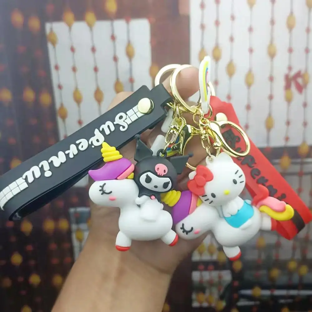 

Sanrioed Key Chain Kawaii Hello Kittys Keyring Kuromi Cartoon Cinnamoroll Pendant Anime Doll Toy Accessories Child Birthday Gift