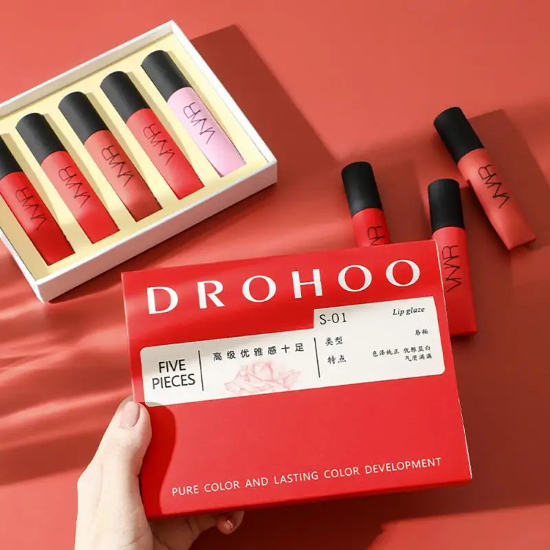 

Набор бархатной глянцевой помады, 5 шт., матовая текстура, жидкая помада, водостойкая, длинная антипригарная чашка, шелковистый блеск для губ, макияж