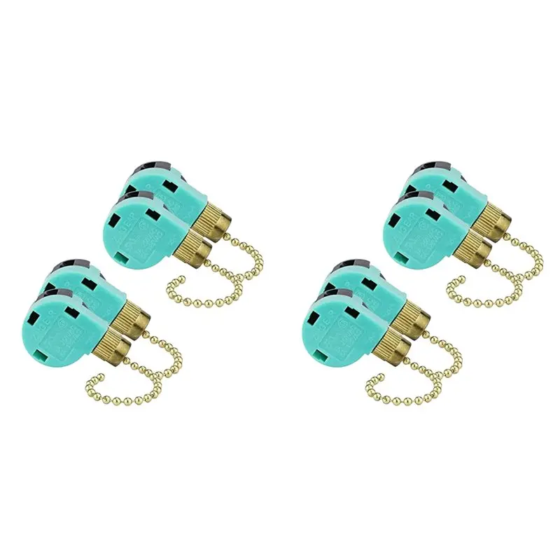 Фото Выключатель для потолочного вентилятора A98E-8Pcs Zing Ear ZE-268S6, 3 скорости, 4 провода, с цепочкой-переключателем, запчасти для бытовой техники (золотой) №1