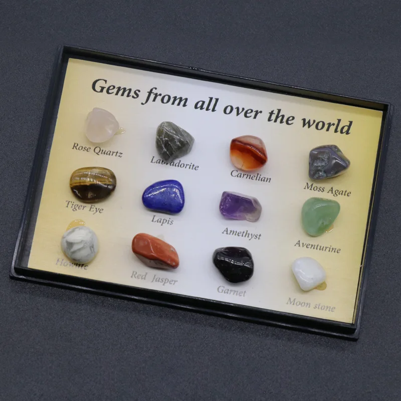

12 Pcs Natural Small Mineral Stones Specimen Polished Healing Crystal for Collection Teaching Kids Gifts Home Decoration Crafts