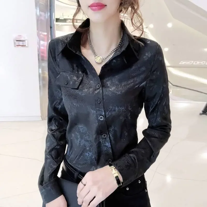 Женские топы тонкий стиль узор с наклонными лацканами дизайнерская женская