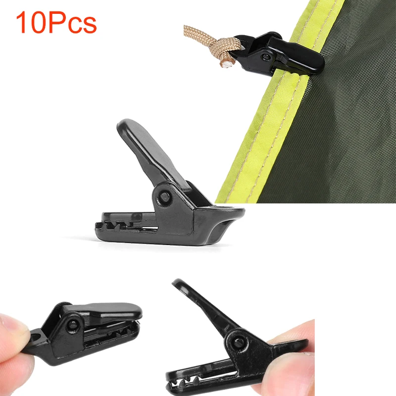 

10PCS Tent Clips Plastic Durable Alligator Tent Clamp Portable Outdoor Travel Wind Rope Barb Hiking Camping Climbing Hook