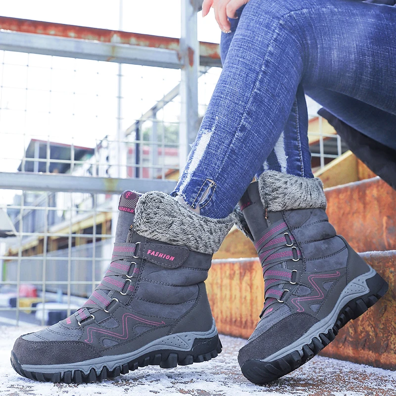 STRONGSHEN Winter Women Snow Boots Women Warm Fur Ankle Boots High-tops Female Non Slip Waterproof Boot Rubber Travel Shoes