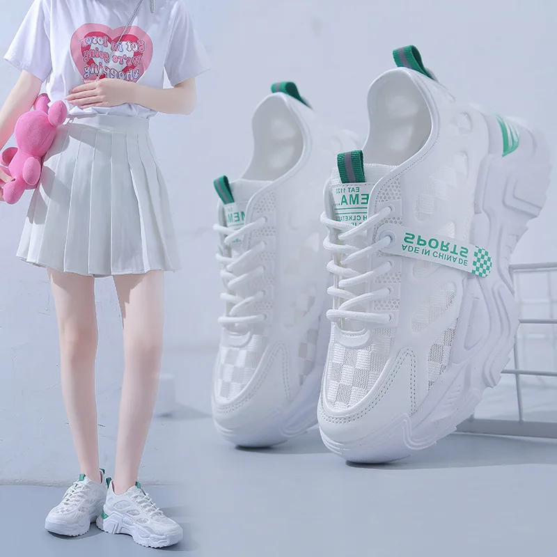 

Кроссовки унисекс из сетчатого материала, на толстой подошве