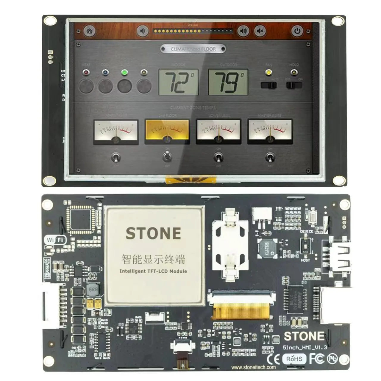 5.0 Inch STONE  HMI TFT LCD  Resolution Display Module with Embedded System And Program for Industrial Use