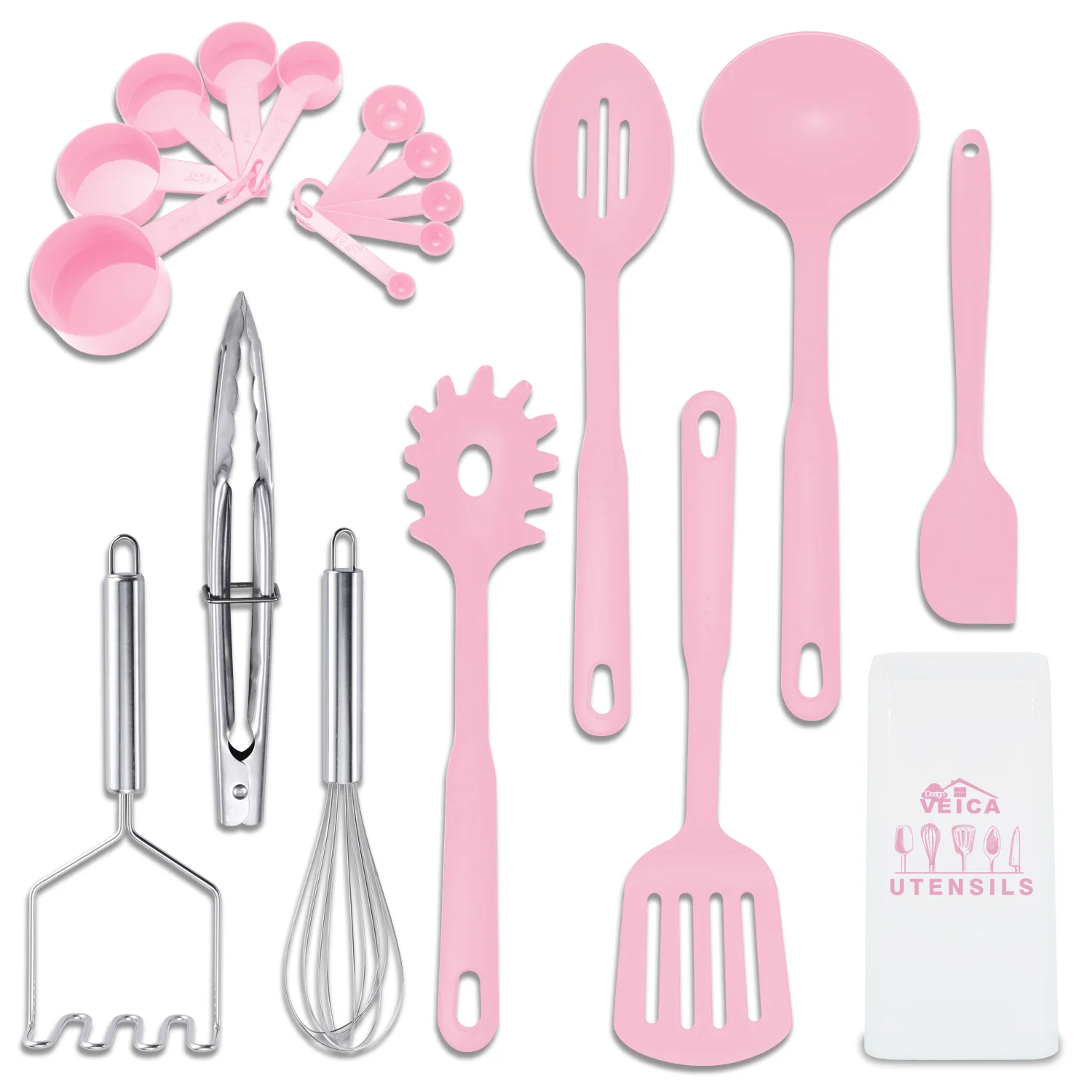 19 Pcs Kitchen Utensils Set Cooking Food Grade Nylon Non Stick Turner Spatula Ladle Whisk Cook Bake With Holder |