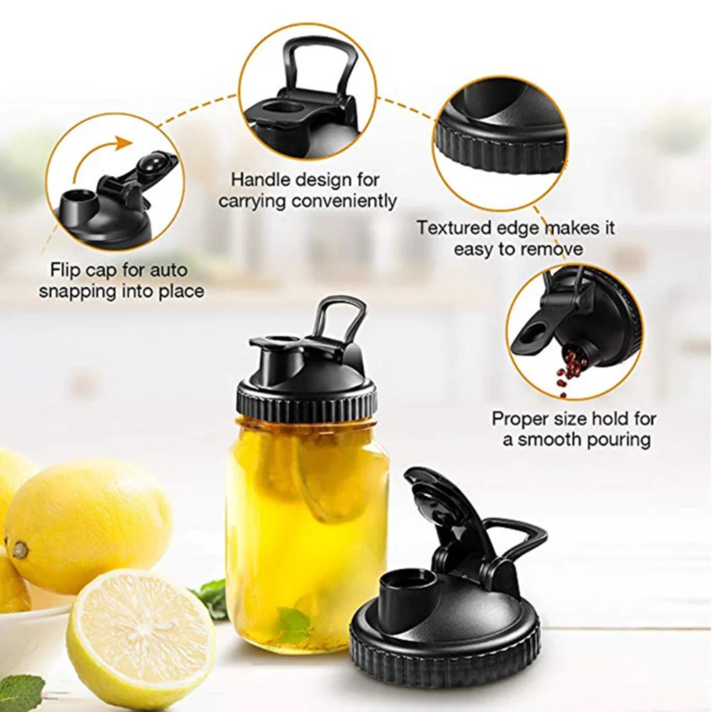 

Jar Mason Lids Lid Spout Shaker Pour Mouth Cap Caps Drinking Regular Widecanning Oilbottle Vinegar Proof Storagecover Cocktail