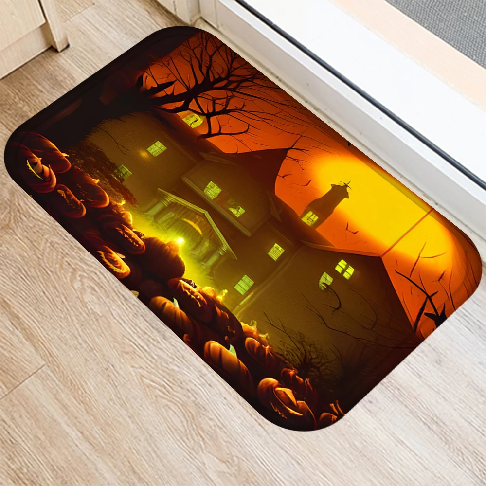 

ZHENHE, Хэллоуин, Новый дверной коврик с улыбающимся лицом, тыквой, животным, с рисунком, нескользящий напольный коврик, ванная комната, кухня, искусственный дом