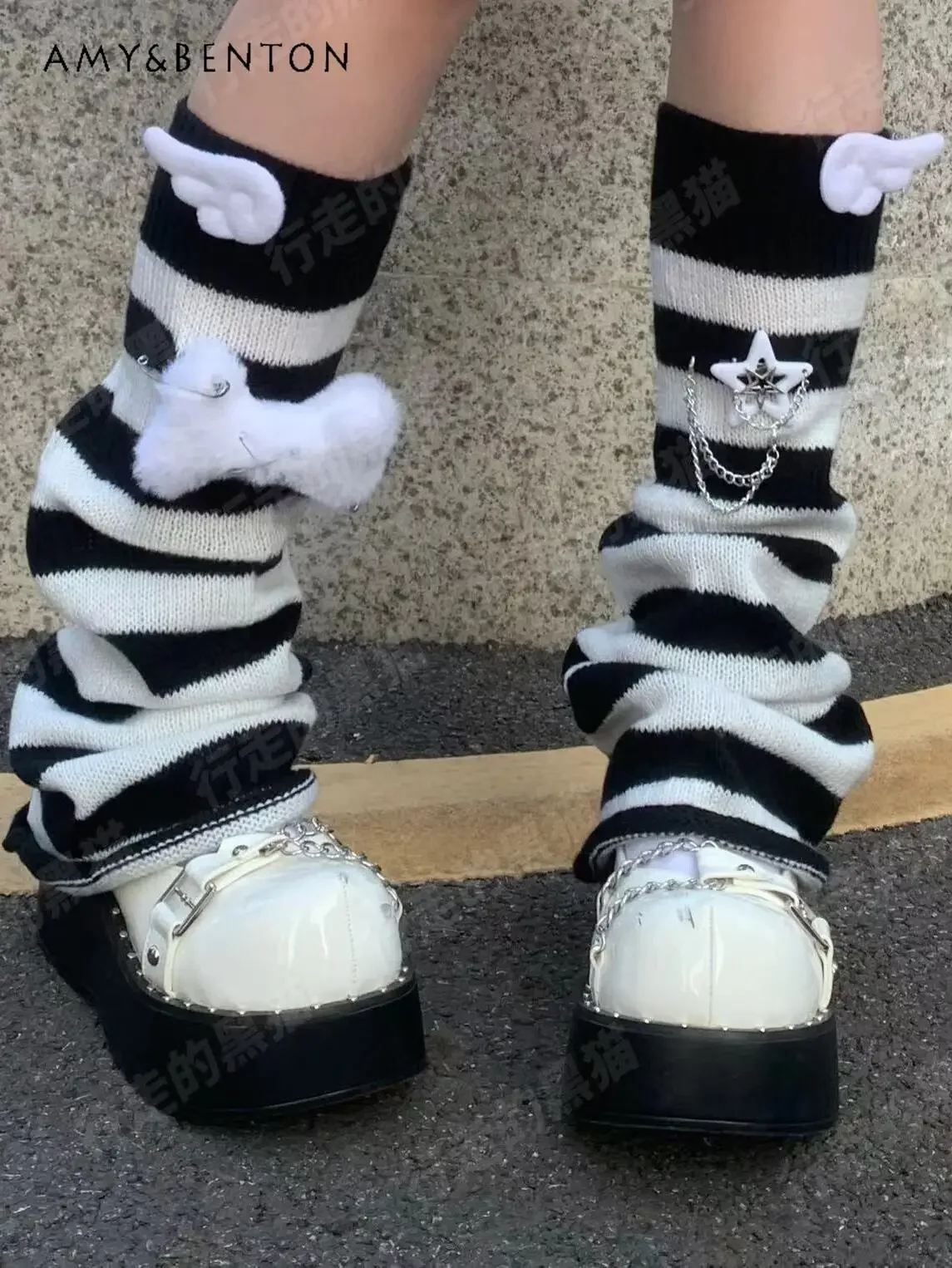 Оригинальные субкультуры акварельные полосатые гетры с рогами японские Harajuku