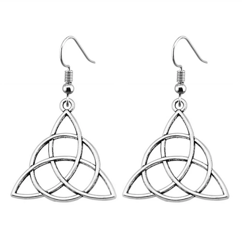Серьги-подвески Triquetra с символом женские Винтажные висячие серьги модные