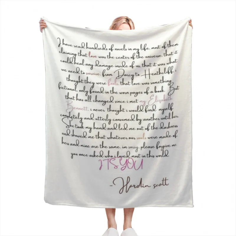 

Hardin Scott's Letter to Tessa Soft Velvet Blanket Lightweight Bed Blanket Home Decor Fleece Blanket