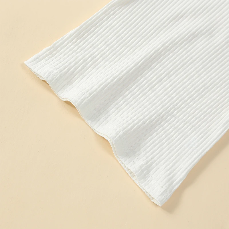 

Kids Christmas Outfit Girl Long Sleeve Ribbed Top and Candy Cane Print Sleeveless Dress 2Pcs Christmas Clothes