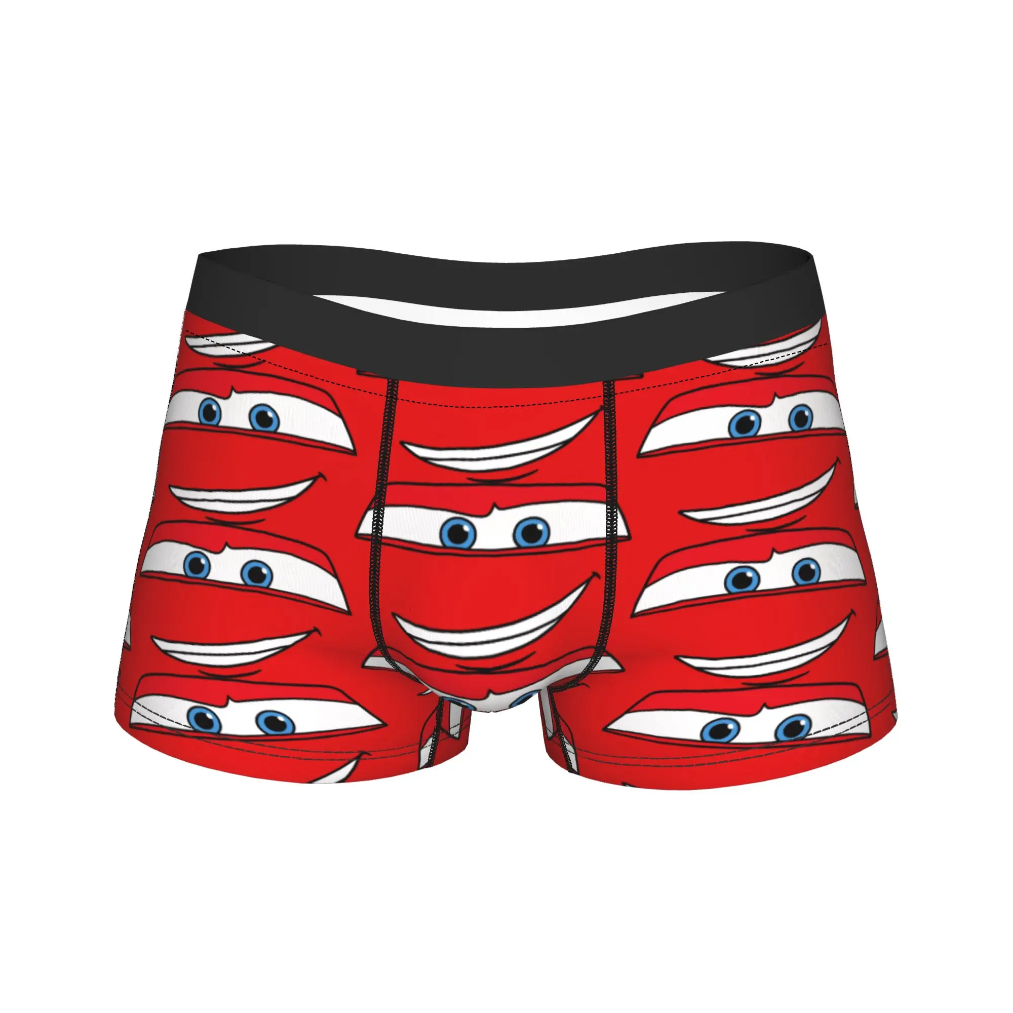 Фото Мужские трусы-боксеры Lightning McQueen с минималистичным принтом, качественные, мягкие, модные, большие размеры 2XL №1