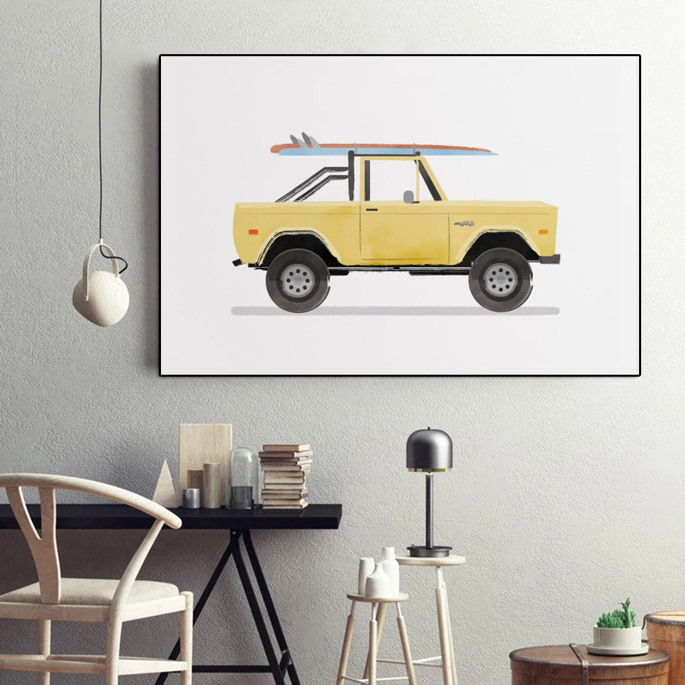 Акварель искусственная кожа автомобиль автобус внедорожник грузовик постер