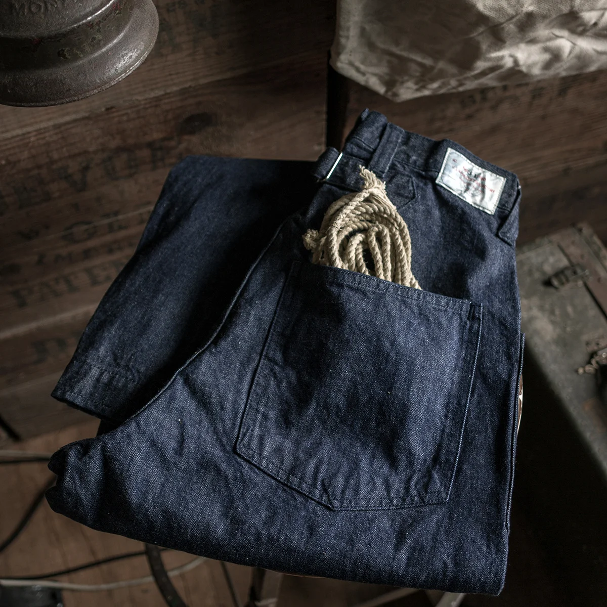 

Bronson Early US Navy Dungaree Trousers 1917 Model Naval Uniform Denim Men Jeans