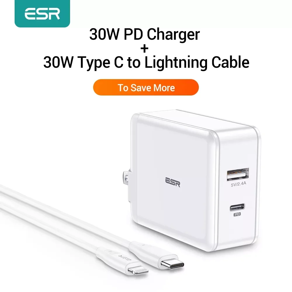 

Зарядное устройство с разъемом USB Type-C на Lightning, 30 Вт, 5 В