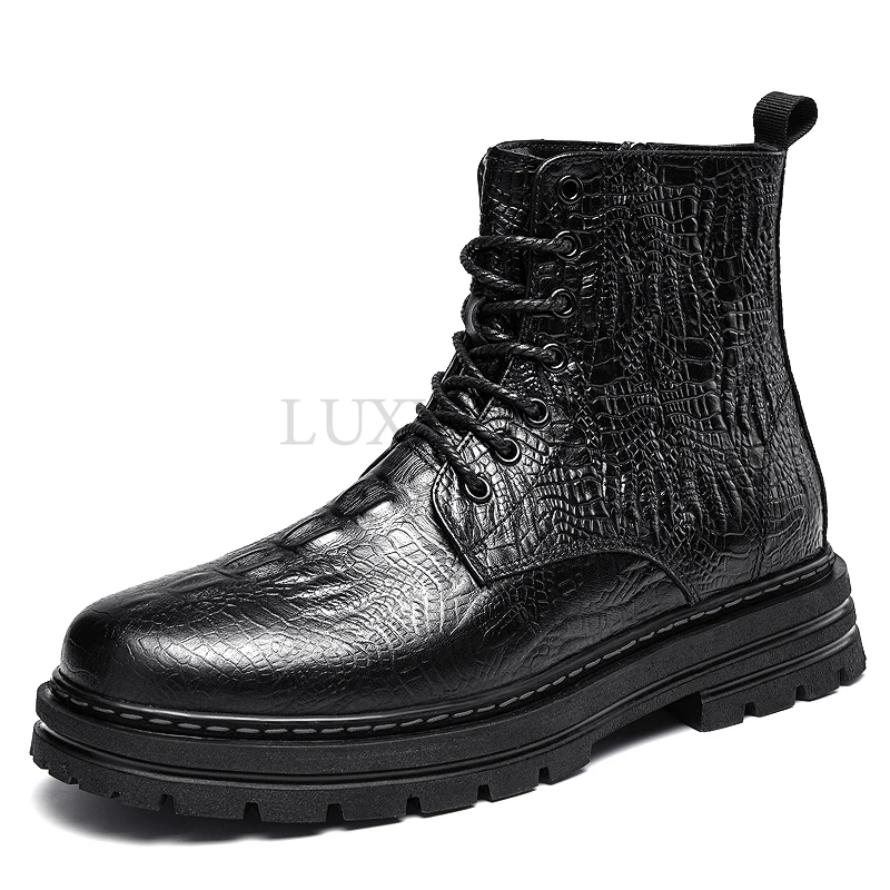 

Men's High-top Cowhide Boots Wear-resistant Outdoor Round Head Wear-resistant Lightweight Non-slip Thick-soled Boots Large Size