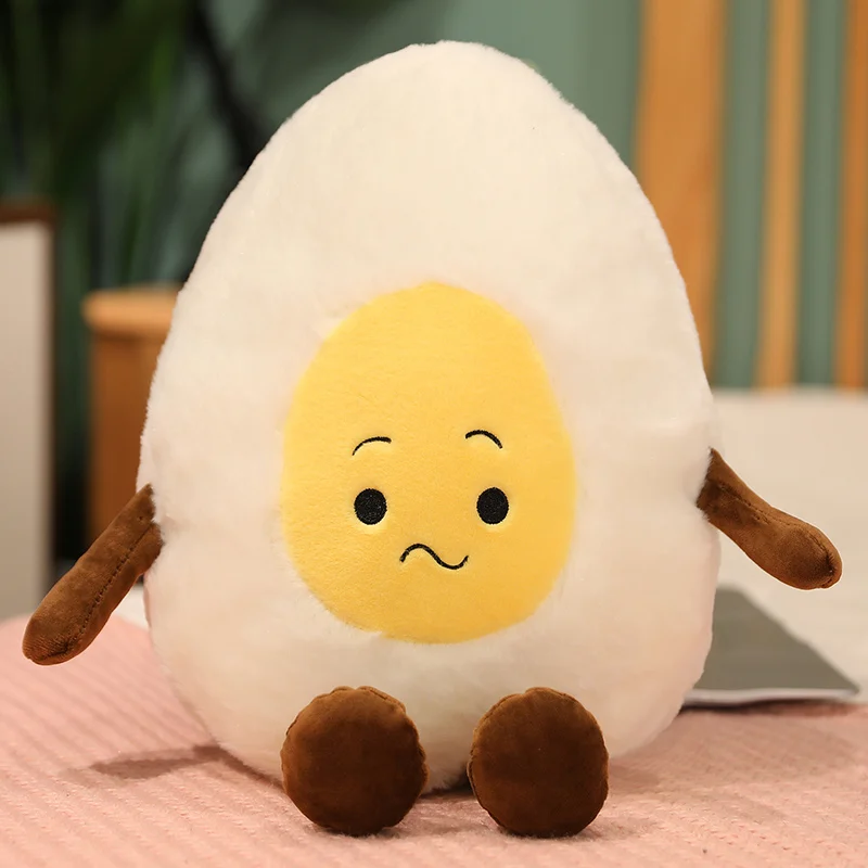 

25/30/40cm Boiled Egg Expression Pillow Soft Stuffed Plush Toy Rabbit-fur Eggs Gifts For Kids Birthday Chrismas Decro