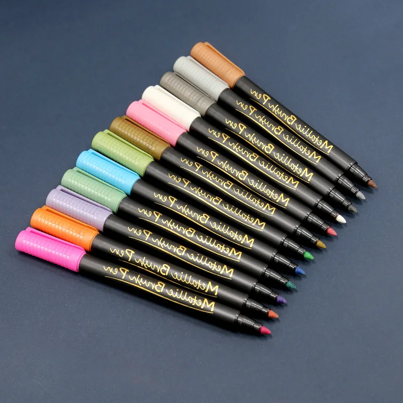 

Жесткая металлическая ручка-маркер, 12 цветов, матовая ручка, цветная Рождественская открытка, ручная учетная запись «сделай сам», художеств...