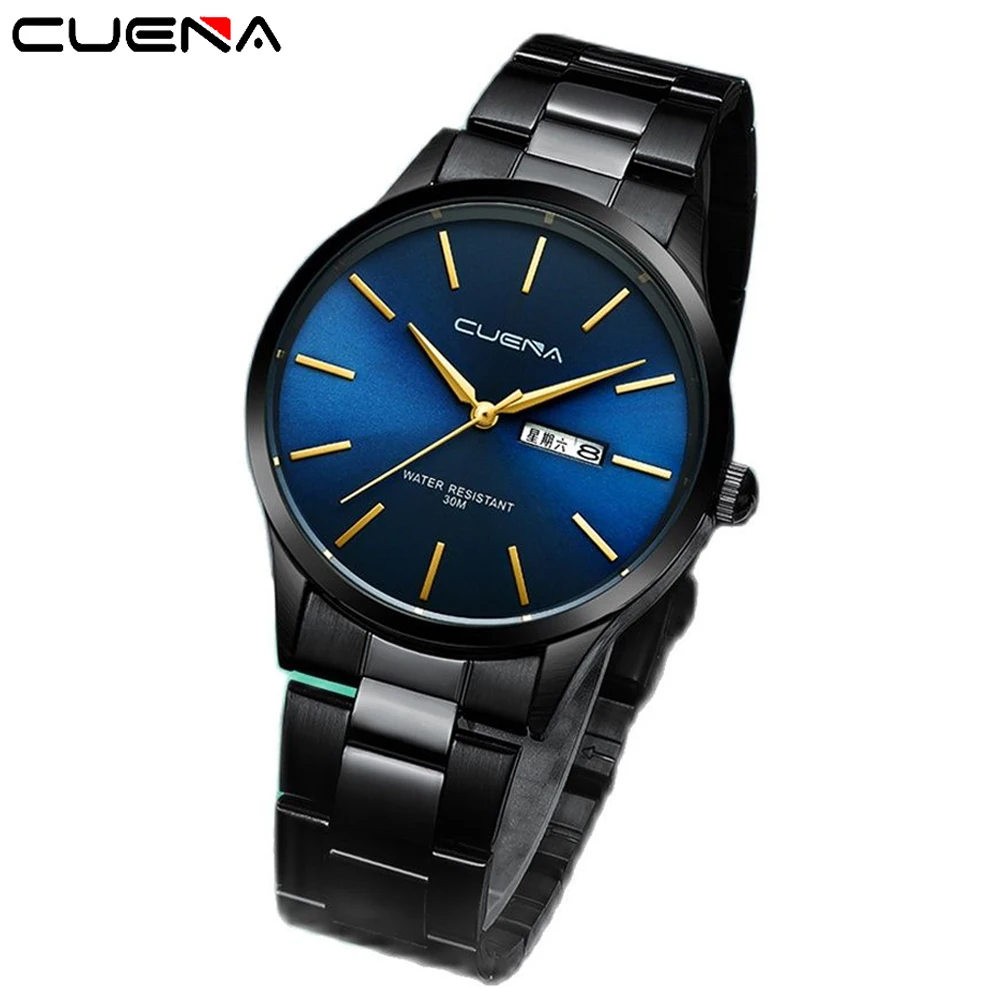 

CUENA Brand Men's Luxury Business Watch Casual Fashion Calendar Date Clock Men's Stainless Steel Quartz Watch relogio masculino
