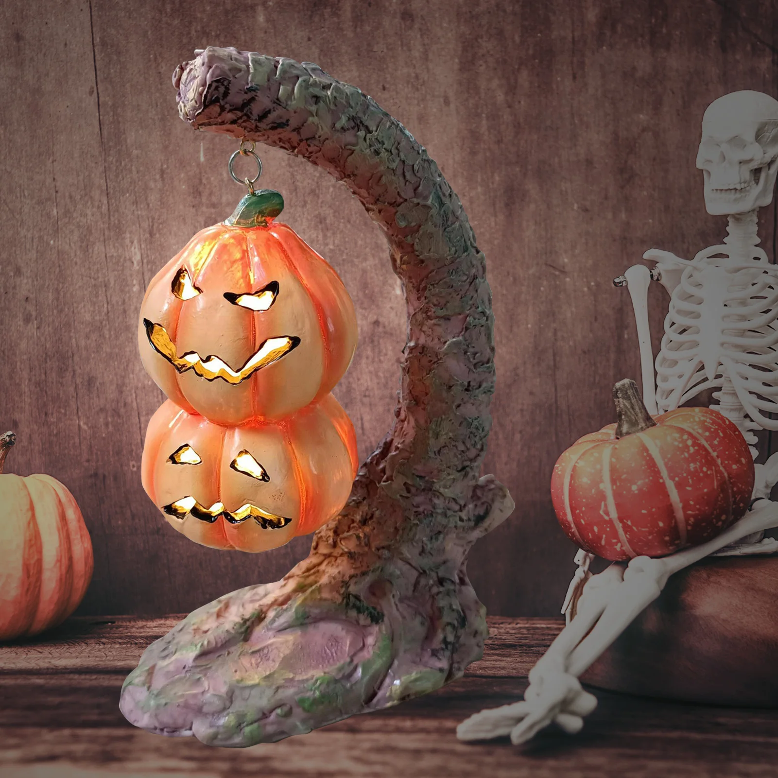 

Resin Pumpkins Tree Halloween Tabletop Decor Ornament Horror Ornament Scary Prop Decoration Christmas Parties Supplies