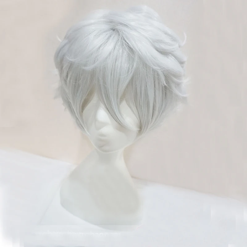 

Женский парик для косплея Gintoki Sakata, 32 см/12 дюймов, короткие белые мужские синтетические волосы, парик для косплея + бесплатная шапочка для парика
