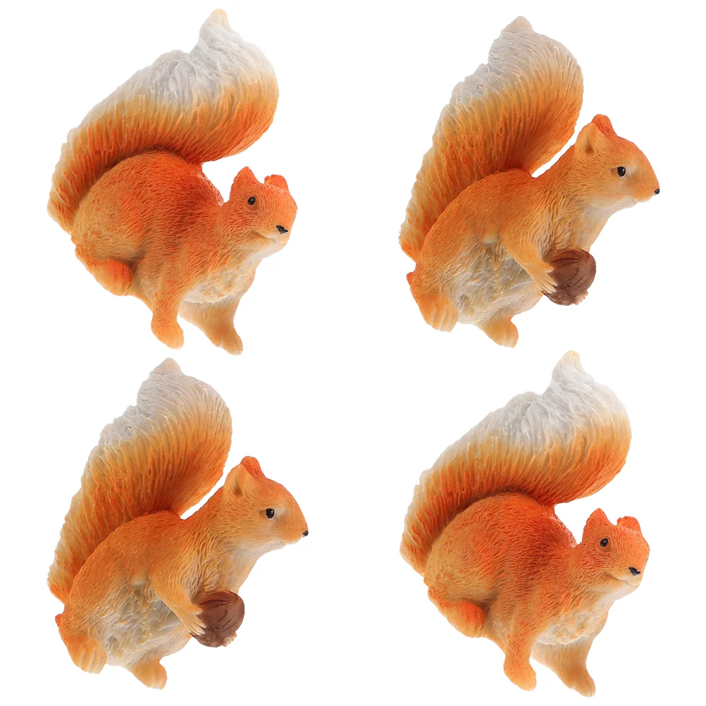 

4 Pcs Miniature Squirrel Figurines Miniatures Adorn Garden Tiny Statues Resin Craft Desktop Decor Accessories Dashboard