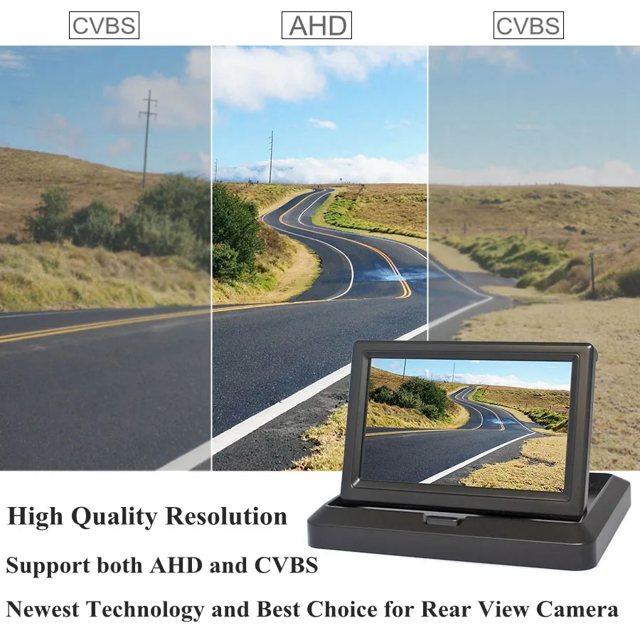DIYSECUR 5-дюймовый AHD IPS 1024x600 складной автомобильный монитор заднего вида резервный