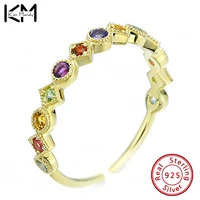 kiss mandy rainbow zircon rings for women 18k gold plated s925 couple wedding ring gothic minimalism jewelry anillos mujereqr14