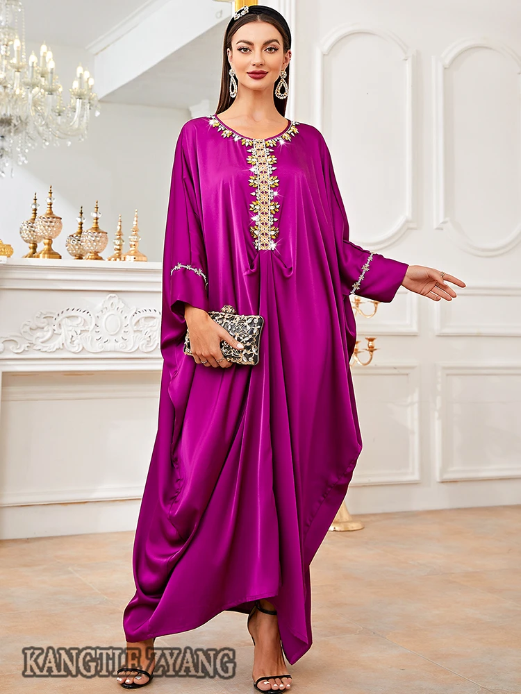 Ramadan Satin Abaya Dubai Kaftan For Women Saudi Arabia Turkey Islam Muslim Dress Robe De Soiree Musulmane Longue Vestido Longo